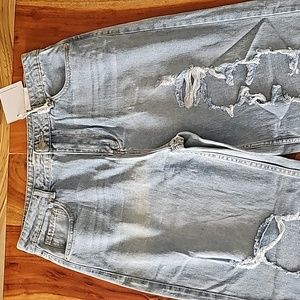 Papaya Distressed Denim Pants High-Rise Straight Size 11